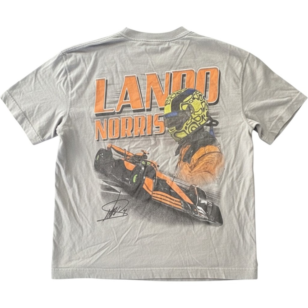 Hollister McLaren F1 Lando Norris Graphic Boxy Fit T-Shirt Large Gray Racing Tee